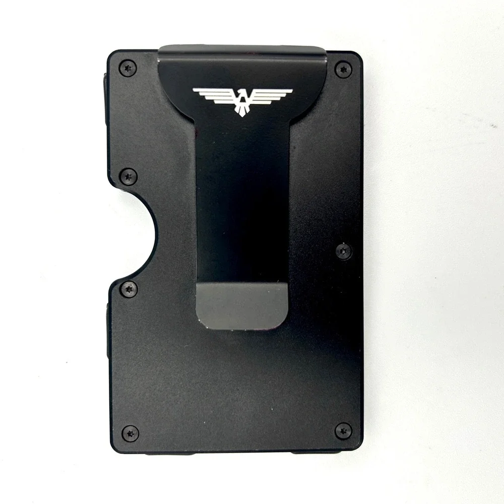 Lenvoten Minimalist Wallet Mens Slim Metal RFID Blocking Black Tactical EDC New